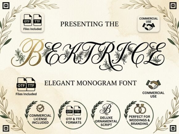 Beatrice: Elegant Monogram & Deluxe Ornamental Script
