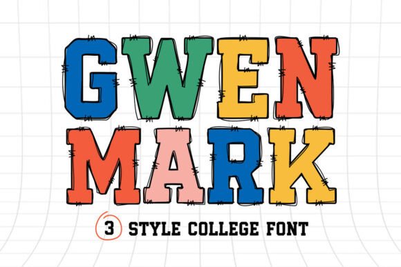 Gwen Mark: A Unique Varsity College Grunge Decorative Font